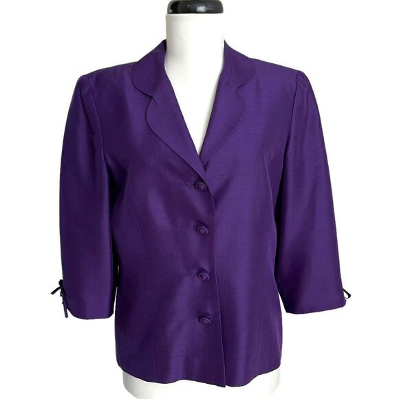 Vintage Talbots Silk shift dress blazer set purple Jacket Two piece - Picture 4 of 15